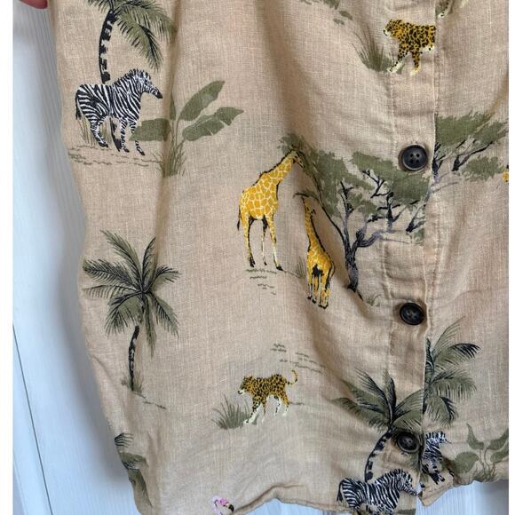 Old Navy Linen Blend Safari Animal Button Front Tank Size XL - Picture 4 of 7